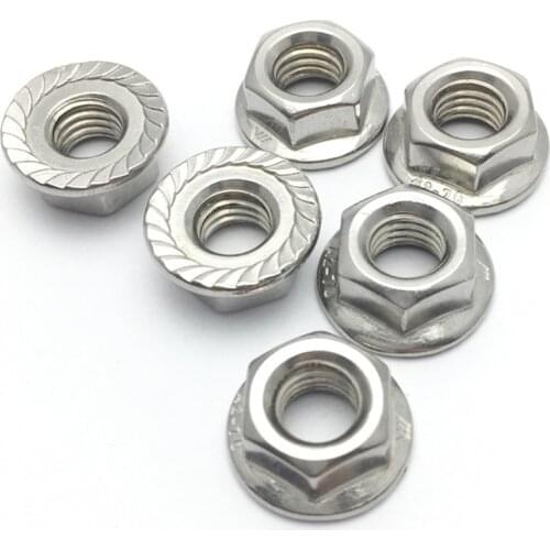 10-100pcs/lot DIN6923 Stainless steel 304/316 Hex flange face non-slip nut fasten the screw nut M4/M5/M6/M8/M10/M12/M16/M20