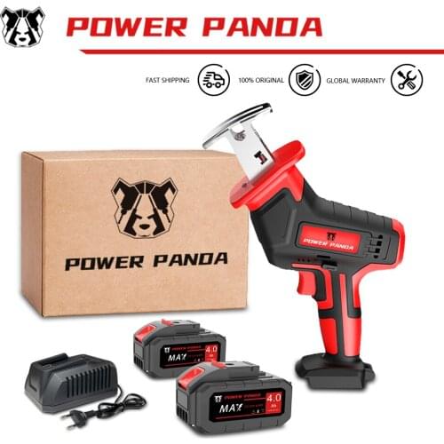 POWER PANDA 21V Cordless Reciprocating Saw Electric Saw Adjustable Speed Wood Metal 8 Pieces Blades Cutting
