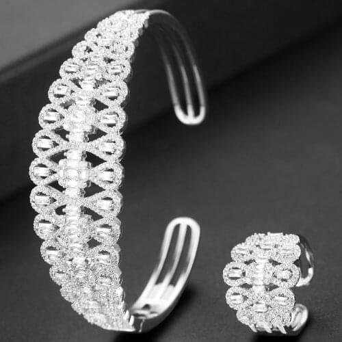 GODKI Luxury Cuff Bangle For Women Wedding Bagutte Cut Cubic Zircon Crystal CZ Dubai Bracelet With Charms Party Jewelry Gift