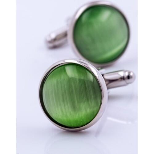 KFLK jewelry for mens brand of high quality shirts cufflinks round green cufflinks fashion wedding gift button guests