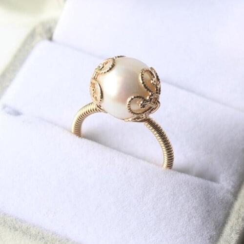 Handmade Pearl Rings 11MM Natural Pearl Jewelry Gold Knuckle Ring Mujer Boho Bague Femme Minimalism Boho Ring for Women