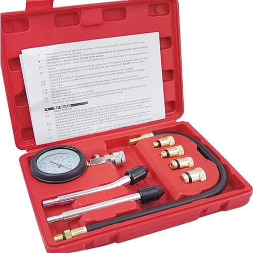 Compression Tester Pressure Gauge Tester Kit Motor Auto Petrol Gas Engine Cylinder Car Motorcycle Pressure Gauge with Adapter