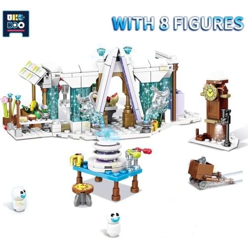 307Pcs Princess Ice Snow Castle Snowman Model Building Blocks City Figures Bricks Educational Toys For Children Girls