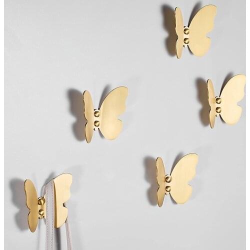 Brass Hook Copper Brushed Gold Butterfly Hook Bedroom Coat And Hat Rack Decoration Porch Creative Hanger