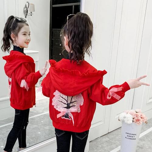 Fashion Hooded Jacket Girl Top Children Clothes 2021 New Spring Autumn Jacket Zipper Outwear 2-12 Years Old HPY120