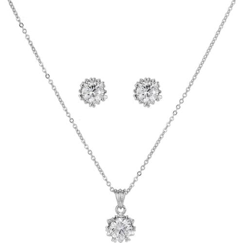 New 925 Sterling Silver Shiny AAA Zircon Necklaces Set Circle Love CZ Zirconia Pendants Wedding Gift For Girl Choker NK113/ER044