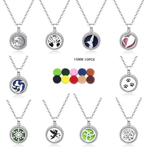 New Style Flower Fairy Zircon Aromatherapy Pendant Stainless Steel Perfume Essential Oil Locket Tree of Life Necklace Jewelry