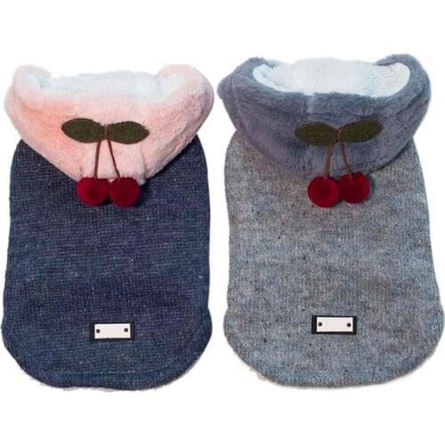 Pet Clothes Autumn Winter Small Cherries Patterns Two Feet Padded Clothes Dogs Pet Products