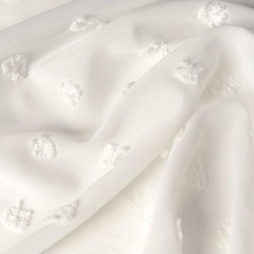 Off-white Jacquard Ball Chiffon Fabric Diy Homemade Top Shirt Blouse Upper Hanfu Dress Fabric 145x150cm