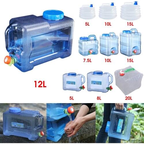 5/7.5/8/10/12/15/20L Capacity Outdoor Water Bucket Portable Driving Water Tank Container with Faucet for Camping Picnic Hiking