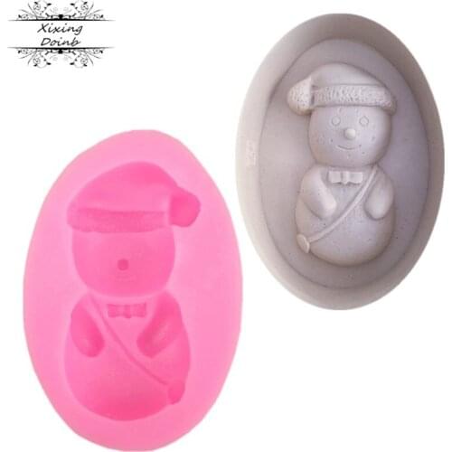 Christmas winter snowman Silicone Fondant Soap 3D Cake Mold Cupcake Jelly Candy Chocolate Decoration Baking Tool