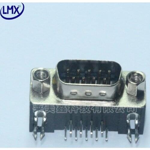 20PCS/lot 9PIN fork lock Solder Male 90 Degree serial port connector D-SUB