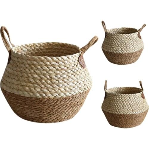 Foldable Natural Flower Pot Seagrass Wicker Basket Home Decor Garden
