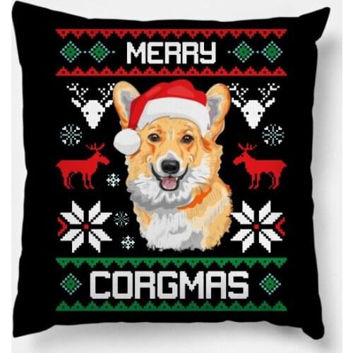 Corgi Wear Santa Hat Christmas Pillowcases Decor for Home Noel Christmas Gifts Navidad 2020 Xmas Cristmas Decor Happy New Year