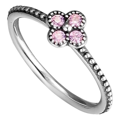 Oriental Blossom Rings 100% 925 Sterling Silver Jewelry with Pink CZ Free Shipping