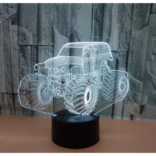 YIMIA Creative 3D LED Lamp Off-Road Vehicle Illusion LED USB Lamp Touch RGB 7 Color Change Table Night Light Bedside Decoration