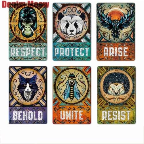 30*20cm Animal Vintage Metal Decorative Plates Bar Pub Tin Signs Husky Owl Dolphin Metal Painting Wall Stickers Home Decor MN47