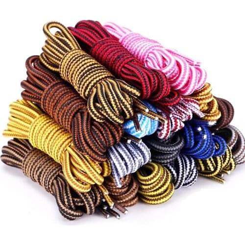 1 Pair Striped Double Color Shoe laces Round Shoelaces Outdoor Leisure Shoe lace Unisex High Quality Leather Boot Shoelace