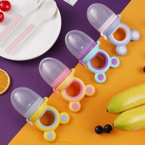 1 Pcs Baby Pacifier Infant Nipple Soother Newborn Infant Feeder Silicone Fresh Food Nibbler Bear Ear Fruit Feeding Bottles