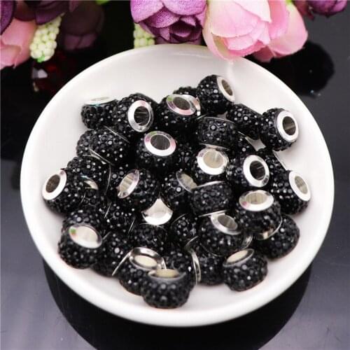 10Pcs/Lot Point Drilling CZ Rhinestone Stone Big Hole Spacer Glass Beads Fit Pandora Bracelet DIY Earrings For Jewelry Making