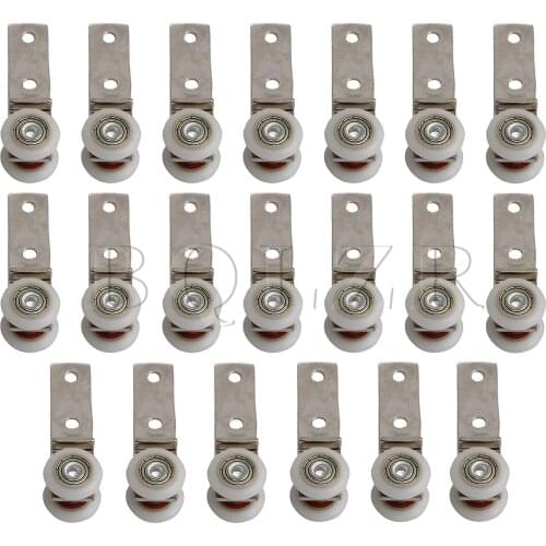 BQLZR 20PCS Bend Bar Hanging Wheel with Bearing Pulley Blocks for Sliding Door