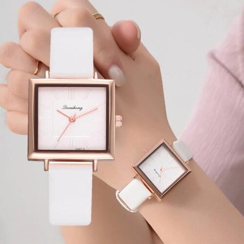 Women Watches Luxury Square Dial Rose Gold Fashion Simple Watches Buckle Dress Wristwatch Causal Ladies Clock reloj mujer