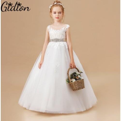 Princess Wedding Dress Children Party Elegant Dress Wedding Appliques Kids Dresses For Girls Birthday Party Flower Girls Dress