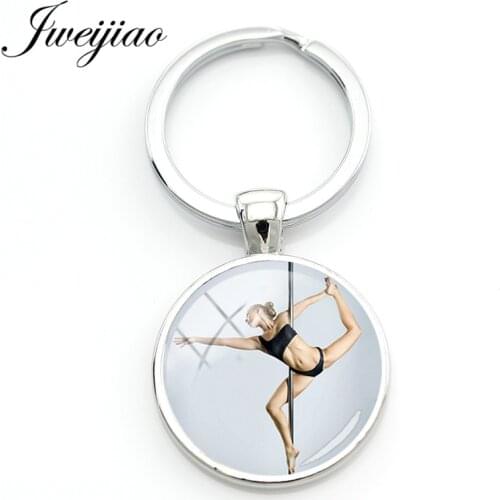 JWEIJIAO Fashion Womens Pole Dancing Keychain Figure Silhouette Photo Key Chain Keyring Bag Key Charms Club PD32
