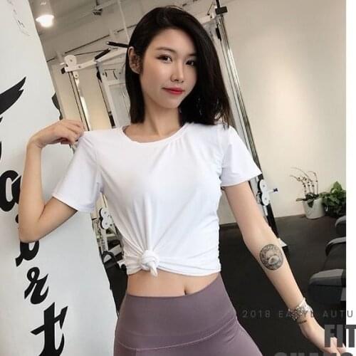 Yoga Crop Top Sports Short Sleeve Womens Summer Splicing Clothes Yoga Running T-shirt Top Deportivo Mujer Camisetas