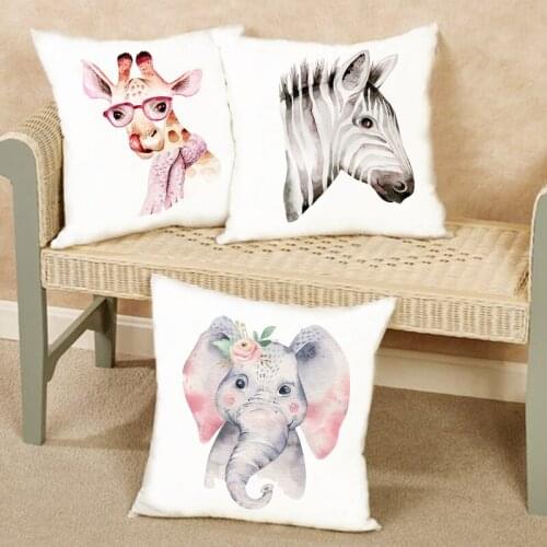 Cute Animal Print Pillowcase Decorative Sofa Chair Cushion Cover Bed Throw Simple Home Decor Bedroom Living Pillows Case Cojines