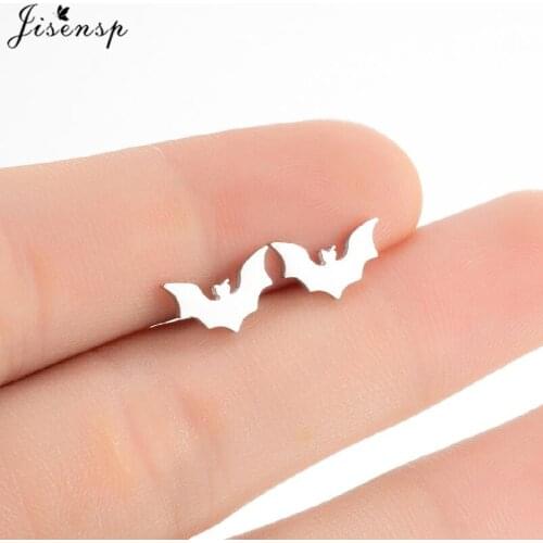 Mini Stainless Steel Bat Stud Earrings Funny Halloween Jewelry for Men Women Punk Black Animal Bat Earings Trendy Brincos 2021