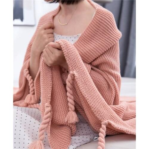 Fashion Travel Knitted Acrylic Blanket Living Room Sofa Throw Decor Bedspread PinkSummer Woman Throw Blankets On the Bed