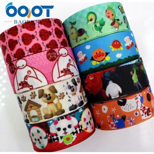 OOOT BAORJCT 176033 22mm 10yard Cartoon Ribbons Thermal transfer Printed grosgrain Wedding Accessories DIY handmade material