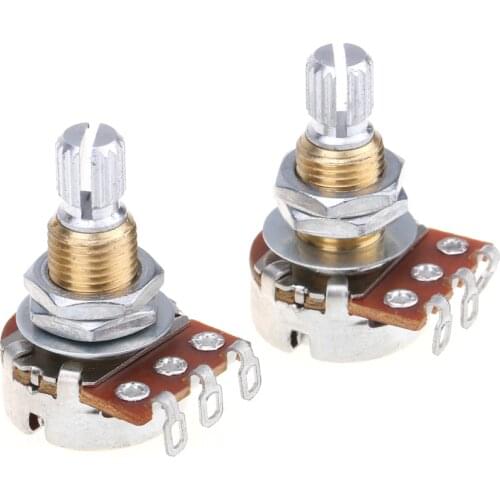 Musiclily Pro Brass Thread Mini Metric Sized Control Pots A1 Meg Audio Taper Potentiometers for Guitar (Set of 2)