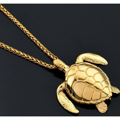 Stainless Steel Sea Turtle Pendant Necklace Vintage Animal Cute Men Personalized Jewelry Gold Silver Twisted Chain Harajuku DB3