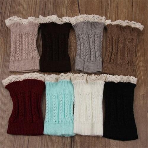 Fashion double button cable knitted boot cuff short leg warmer womens boot socks knitted lace trim fashion boots accessories