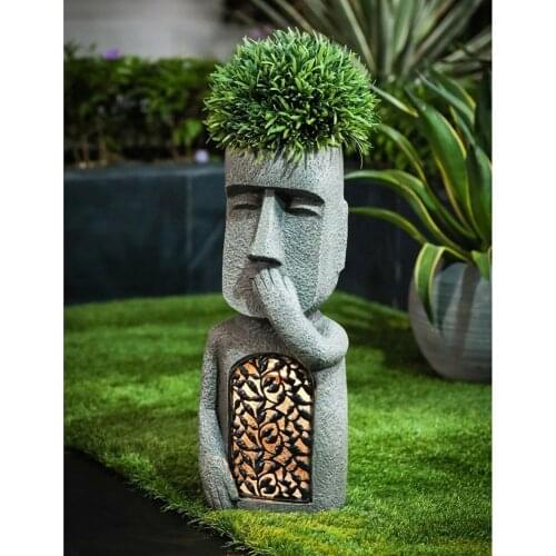 See Hear Speak No Evil Garden Easter Island Statues Creative Garden Resin Sculpture Outdoor Decoration JS22