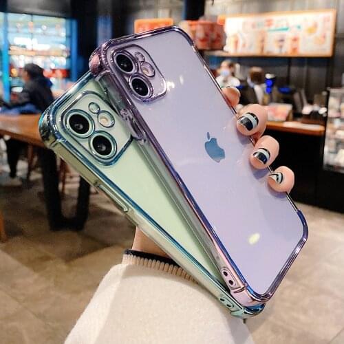 Shockproof Transparent Phone Case For iPhone 12 Pro Max 11 XR XS Max X 7 8 Plus 12Mini 11 Pro 11 Electroplated Bumper Back Cover