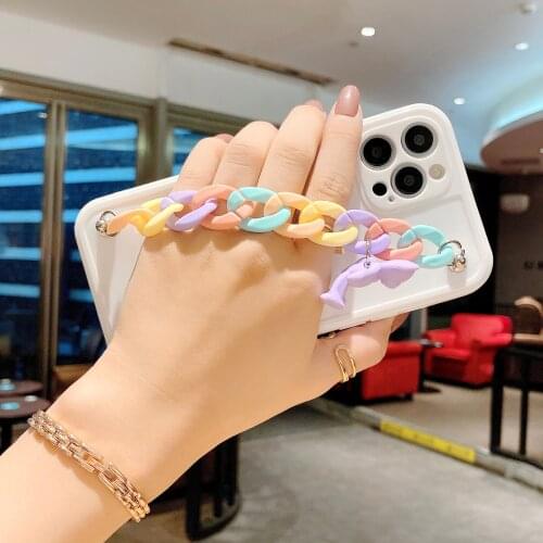 Rainbow Wrist Chain Phone Case For iPhone 12 Pro 12 Pro Max 12mini 11 ProMax XR XS 7 8 Plus Cute Cartoon Bracelet Strap Cases