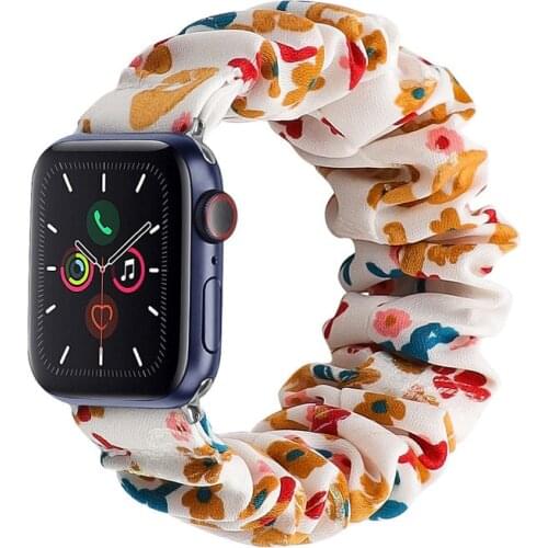 Scrunchies Watchbands For Apple Watch 6 SE Band 44mm 40mm 42mm 38mm Pattern Printed Fabric Strap For Apple Watch Series SE 6 5