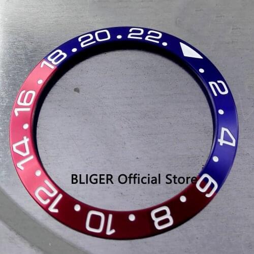 Luxury 38mm blue red bezel with white marks fit 40mm watch case SUB automatic mens watch bezel BB5
