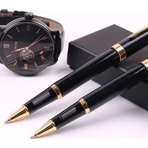 1PCS Creative Brand Luxury 0.5mm Gold Metal Ballpoint Pen For Business Writing Gifts Office School Supplies Stationery Black Ink