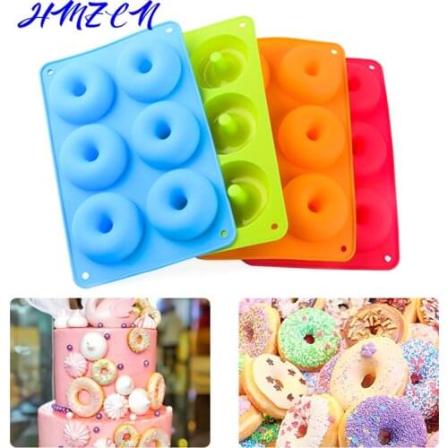 6-Cavity Donut Mold DIY Cake Mould Kitchen Tool Chocolate Biscuit Cake Mold Non-Stick Candy 3D Mold Silicone Donut Baking Pan