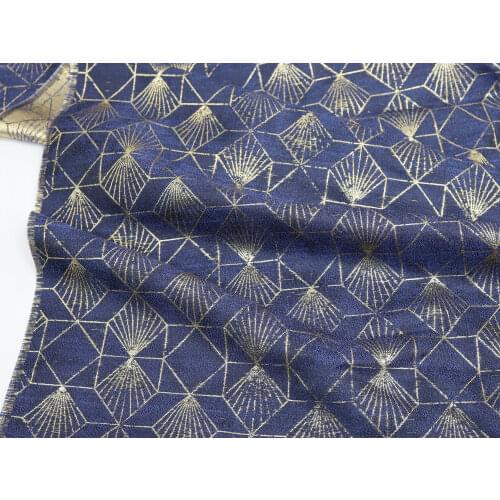 Navy Blue Brocade Jacquard Fabric for Dress Making 148cm Wide - Sold By The Meter