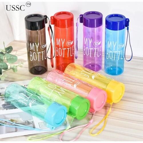 USSC Sling Rope Color MY BOTTLE With Cup Holder Transparent Portable Juice Cup Gift Cup Advertising Custom Water Cup HZ005