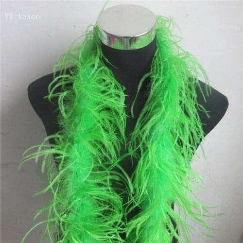 YY-tesco 2 Meter/Lot 2 Layer Apple green Fluffy Ostrich Feathers Boa Costumes/Trim For Party/Costume/Shawl/ Ostrich Plume