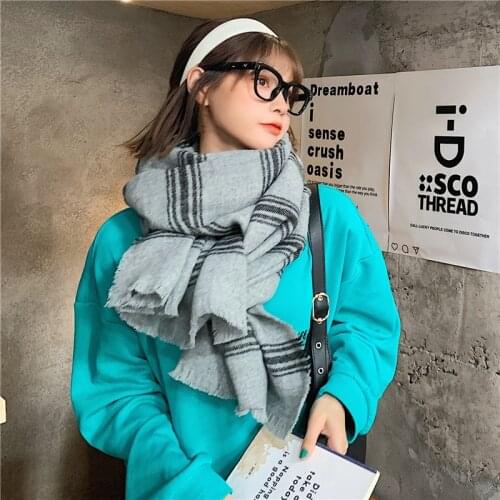 Imitation Cashmere Women Vintage Stripe Print Scarf Winter Warm Shawl Long Wrap Bandana Casual Tassel Wild Female Thick Blanket