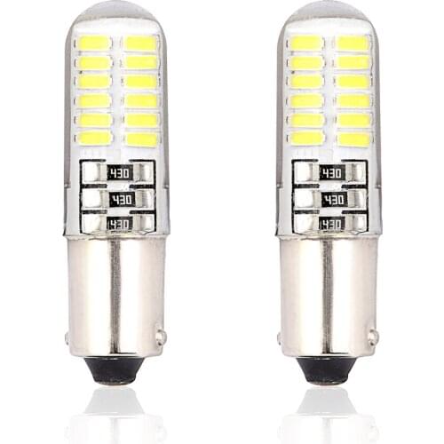 2x BA9S T4W LED Silica Gel Bulb 194 168 24SMD 3014 LED Chips License Plate Clearance Automobile Wedge Marker Car Light White 12V