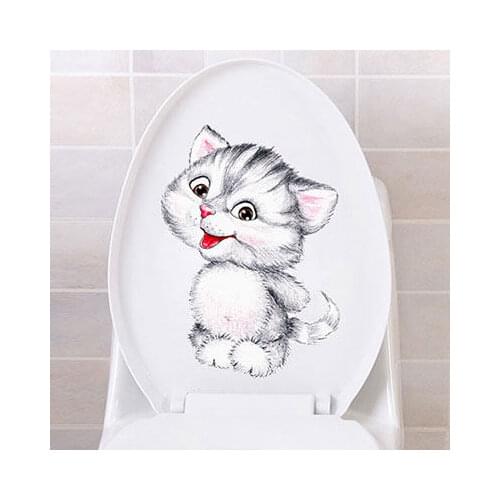 3D Vivid Cat Wall Sticker Bathroom Toilet Kicthen Decorative Decals Funny Animals Decor Poster PVC Mural Art