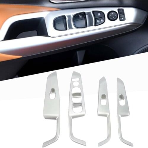 4PCS ABS Matte Interior Armrest Window Switch Button Cover Trim For Nissan Kicks 2016 2017 2018 Car Accessories Left Hand Drive